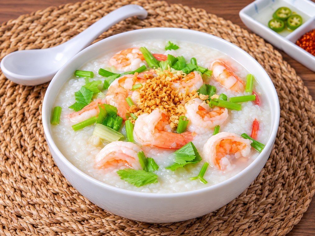โจ๊กกุ้ง (Rice Porridge with Shrimp)