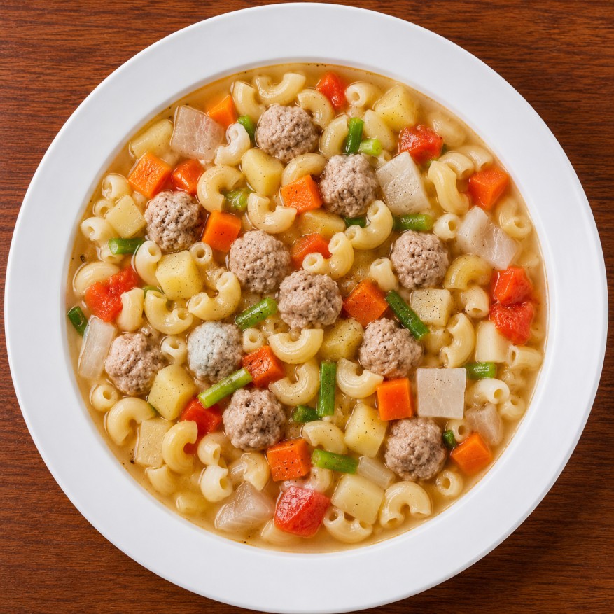 ซุปมักกะโรนีหมูสับ (Macaroni with minced pork soup)