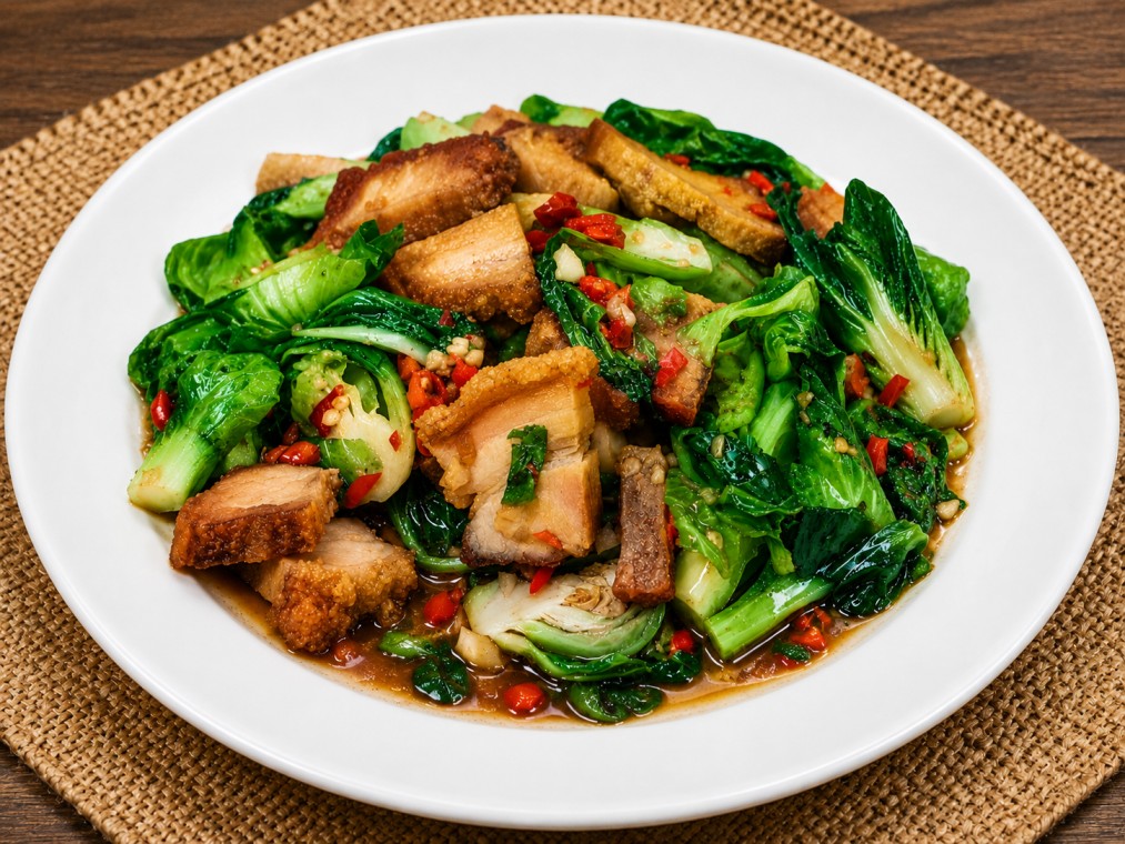 กะเพราไก่ไข่เยี่ยวม้า (Chicken with basil and century egg)