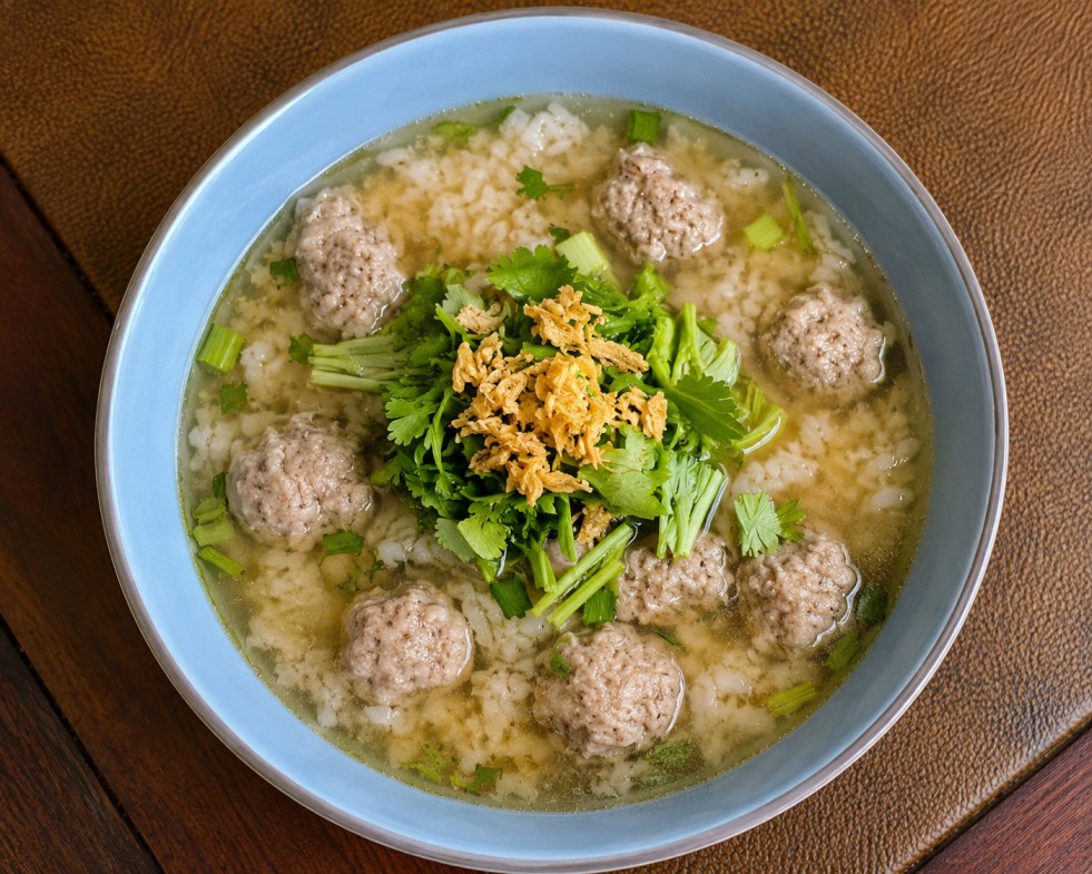 ข้าวต้มหมูสับ (Minced pork rice porridge)