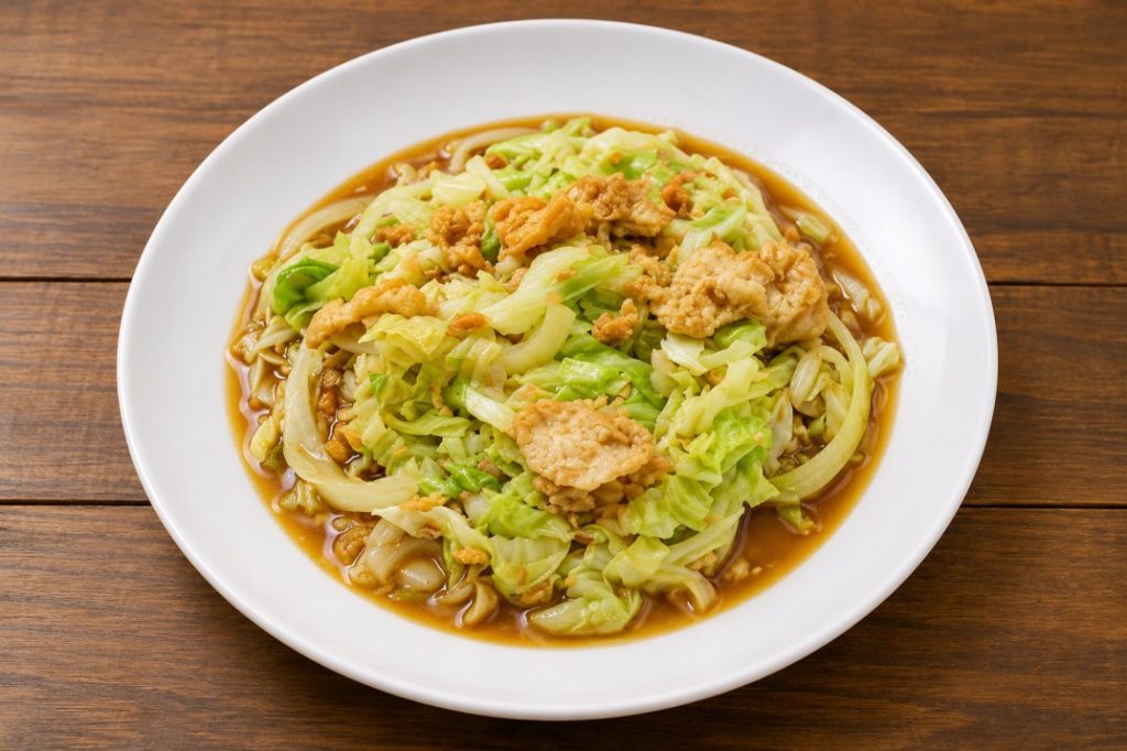กะหล่ำปลีผัดไข่ (Stir-fried cabbage with eggs)