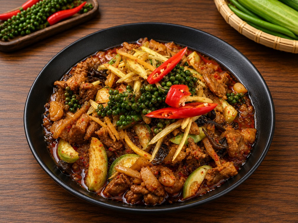 ผัดเผ็ดหมูป่า (Spicy Stir-Fried Wild Boar with Herbs)