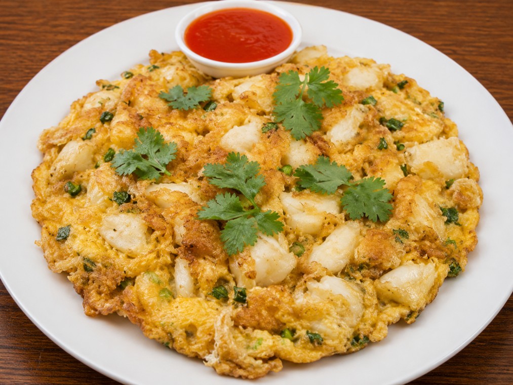 ไข่เจียวเนื้อปูก้อน (Crab meat omelette)