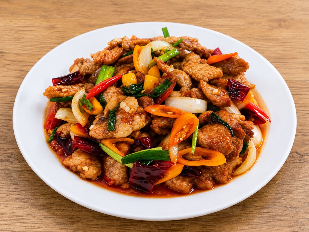 หมูผัดพริกแห้ง (Stir-Fried Pork with Dried Chili)
