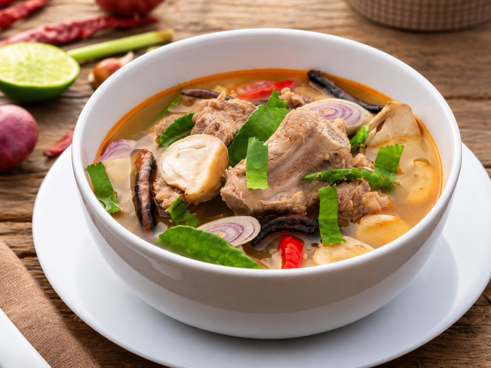 ต้มแซ่บหมู (Spicy and Sour Pork Soup)