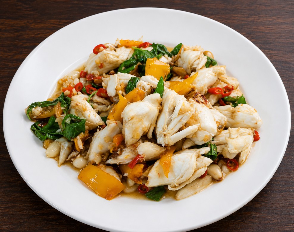 เนื้อปูผัดพริก (Crab Meat with Chili and Vegetables)