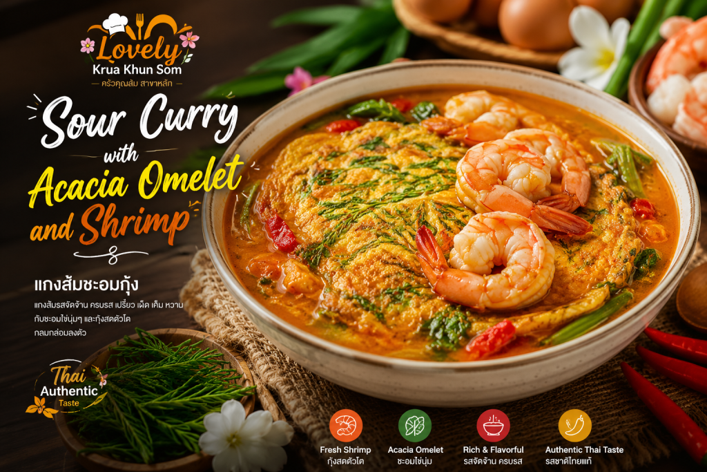 Sour Curry with Acacia Omelet and Shrimp
